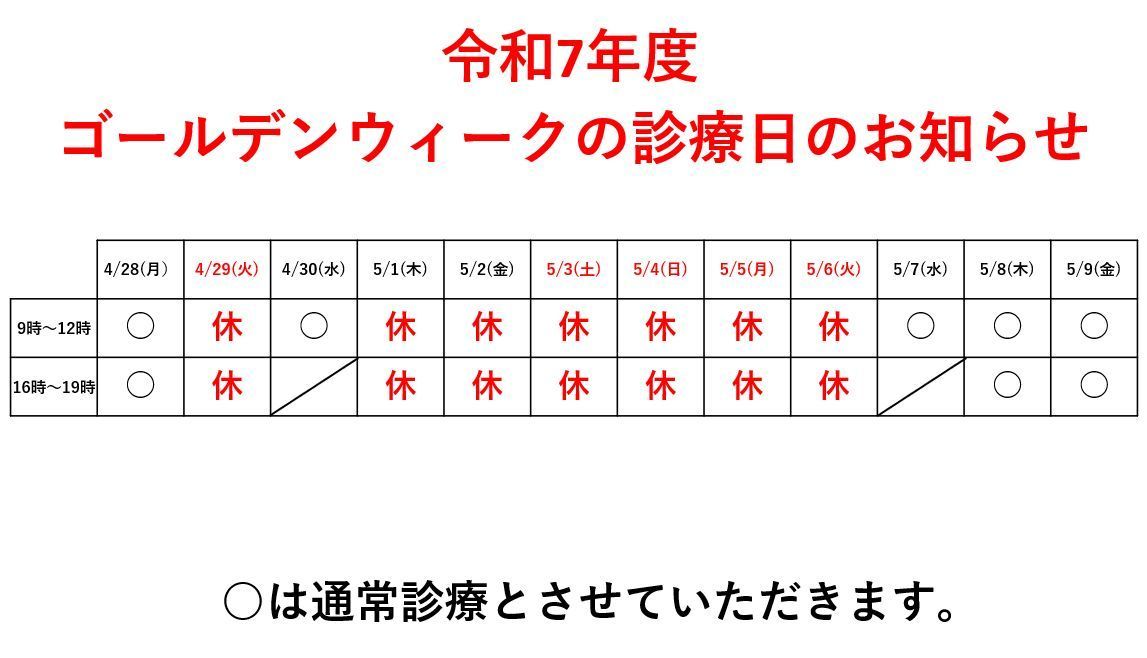 R7ゴールデンウイーク診療日